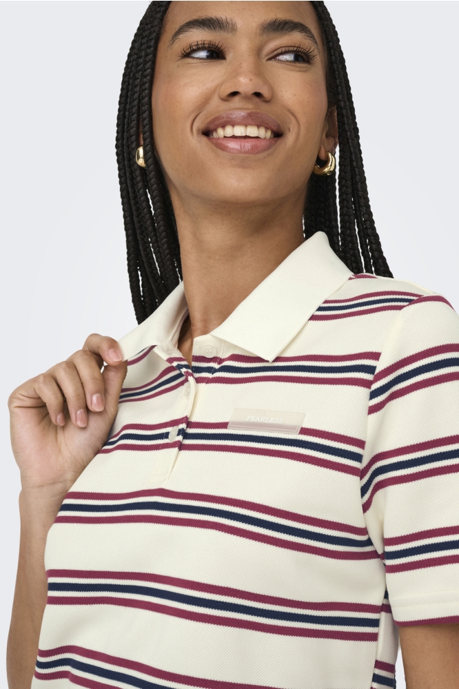 ONLEVIE S/S POLO TOP JRS 15351930 ANTIQUE WHITE/NAVY BLAZER